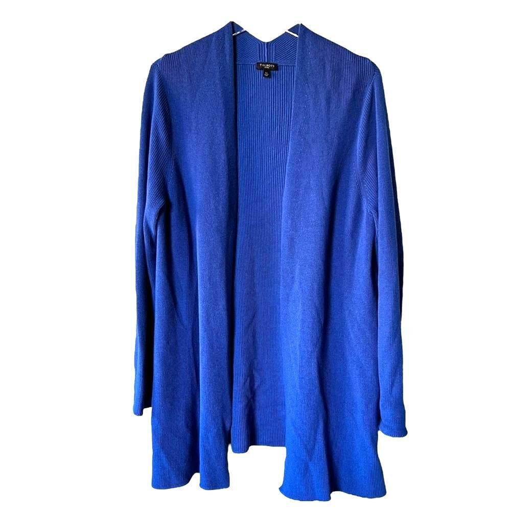 Talbots Cotton Blend Knitted Side Zipper Open Cardigan LP
